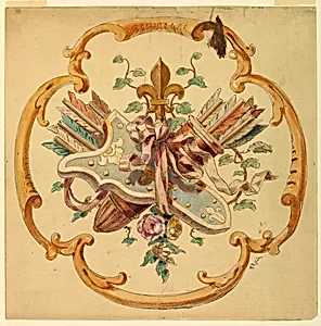 Design for the rest of a chair or a cushion, to be executed in tapestry