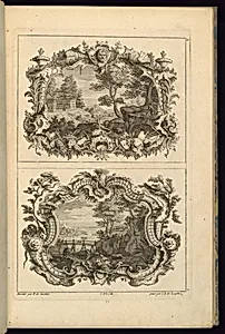 Design for Two Cartouches by François de Cuvilliés the Elder, Belgian, active Germany, 1695 - 1768