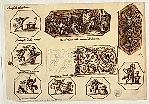 Design for Various Decorations including "Coriolanus at the Walls of Rome"