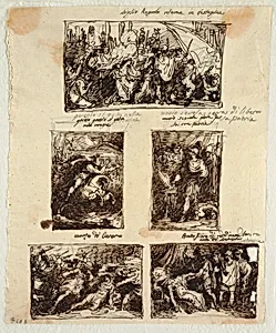 Design for Various Decorations including Coriolanus at the Walls of Rome