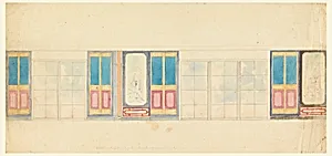 Design for Window Wall Decoration, possibly for Library, Royal Pavilion, Brighton by Frederick Crace, English, 1779–1859