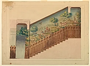 Design with Overlay for Portion of Stairway in ChÃ¢teau-sur-Mer, Newport, Rhode Island