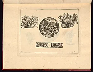 Designs for a Watchcase Lid or Medallion, Baskets of Flowers, and a Frieze