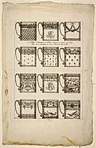 Designs for Chocolate Cups, Plate 1 from 1st Cahier d'Ornemens et Fleurs