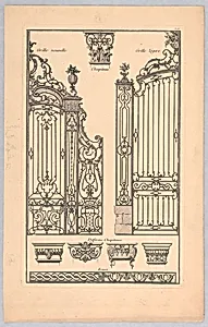 Designs for Decorative Ironwork, Plate 88 from Divers dessins de balcons a plusieurs usages (Variety of Balcony Designs)