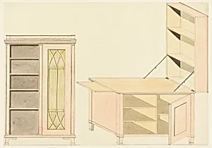 Designs for Mechanical Furniture: Bookcase and Shelf Desk by Unknown
