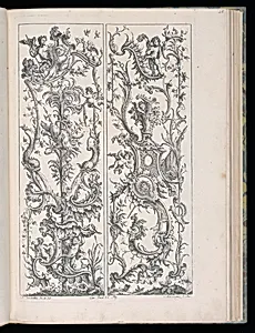 Designs for Two Vertical Panels by François de Cuvilliés the Elder, Belgian, active Germany, 1695 - 1768