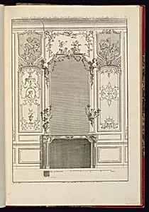Dessein de CheminÃ©e pour un Cabinet dont la decoration variÃ©e du Lambris est des plus riches