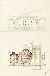 Elevation and Cross-Section of an Opera House