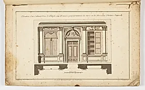 Elevation for a Decorated Cabinet with Shelving for Natural History Books and Objects