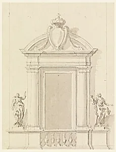 Elevation of a door case for the center of a faÃ§ade in the main floor