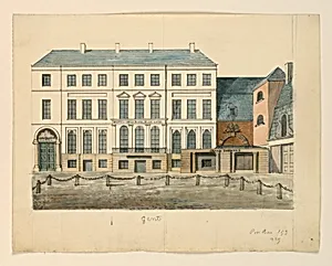 Elevation of a Town Square Showing Facade of the Theater