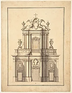 Elevation of the Facade of Santa Maria dell'Orazione e Morte, Rome, Italy