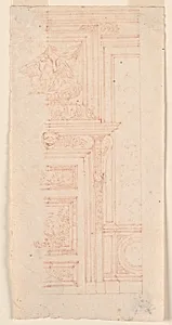 Elevations of a Door, Door Frame, Overdoor, and Adjoining Wall Panel