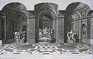 Engraving: Versailles, Grotto, Interior.