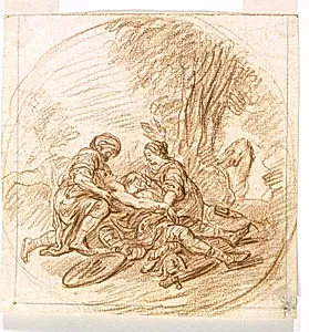 Erminia and Vafrino Tending the Wounded Tancred after the Battle of Argento [TancrÃ¨de secouru par Herminie et Vafrin aprÃ¨s le combat d'Argante]