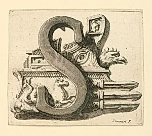 Etching. Figural letter. Capital S.