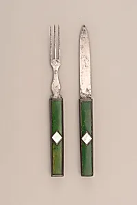 Etui Knife with Green-stained Ivory and Mother-of-Pearl Handle