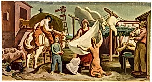 Farm Life (mural study?) by Unidentified (American)