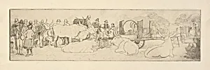 Farm Scene with Bulls