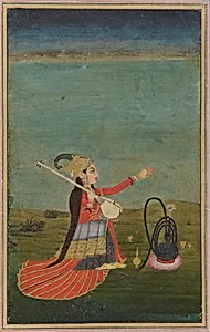 Female performer with tanpura by Unknown