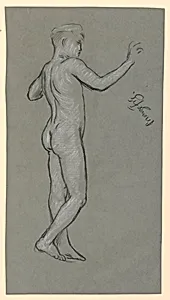 figure study for a fountain design by Elihu Vedder, American, 1836 – 1923