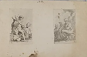 (Figurine Series) Man Kneeling with One Leg on Rock