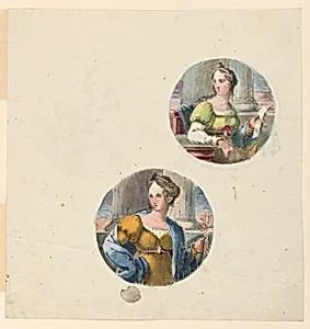 Five Circular Representations of Young Women by Fortunato Duranti, Italian, 1787 - 1863