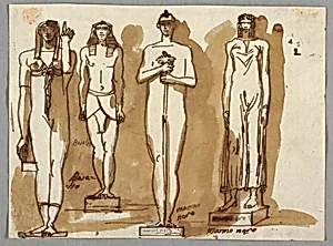 Four Statues in Egyptian Style by Felice Giani, Italian, 1758–1823