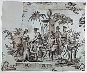 Fragment of a cartoon for cotton printing: Apollon et Muses