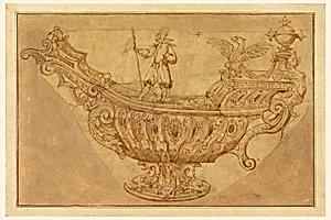 Fragment of a Design for a Nef, or Fantastic Centerpiece in the Form of A Boat by Unknown