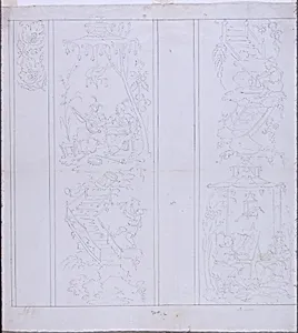 Full size sketch for a cartoon for cotton printing:The Arts [Les Arts]