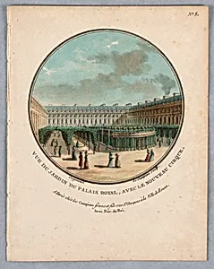 Garden of the Palais Royal, Plate 81 from "Vues Pittoresques des Principaux Ãdifices de Paris"