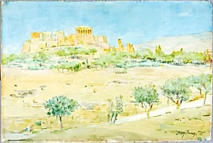 General View of the Acropolis at Sunset