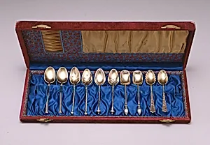 Gilt Demitasse Spoon, Part of Set of Ten by Gorham Manufacturing Company, Providence, Rhode Island, USA, founded 1818