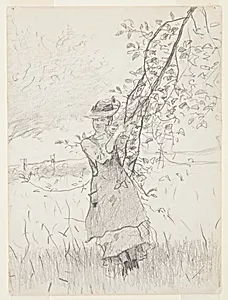 Girl Holding a Branch of an Apple Tree by Winslow Homer, American, 1836â1910
