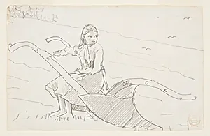 Girl Seated on a Plow by Winslow Homer, American, 1836–1910