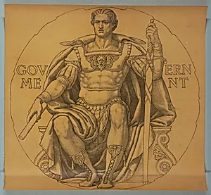 Government, Cartoon for Mosaic in Wisconsin State Capitol Rotunda