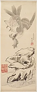 Hawk and fish by Katsushika Hokusai 葛飾北斎 (1760-1849)
