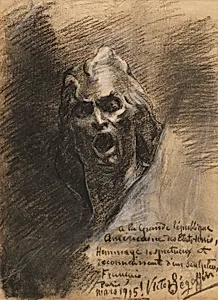 Head of Man Expressive of Horror by Victor Joseph Ségoffin, French
