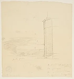 Hilltop View with a Structure by Frederic Edwin Church, American, 1826–1900