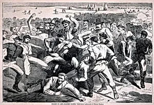 Holiday in Camp--Soldiers Playing "Football", from Harper's Weekly, July 15, 1865 by Winslow Homer