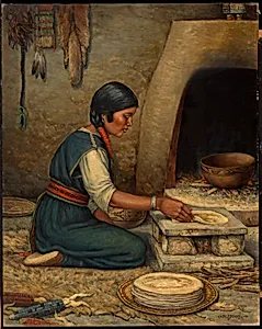 Hopi Woman Making Piki
