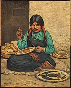 Hopi Woman Weaving Plaques