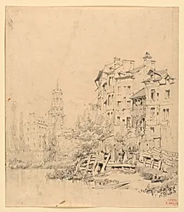 Houses on the Bank of the Tougnes in Trouville