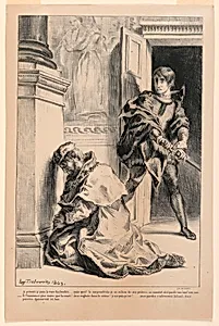 Illustration for Hamlet: Hamlet Tempted to Kill the King (III,3)