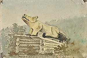 Indian Grave. Wolf Totem over Medicine Man Grave, Wrangell