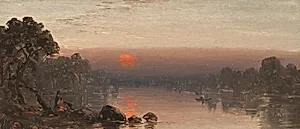 Indians at Campfire--Moon Rising