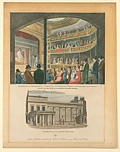 Interior and Exterior Views of the Regency Theater, Tottenham Street, London