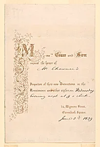Invitation to an Opening at 14 Wigmore Street, 1839 by Crace & Son, British, 1768 – 1899